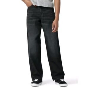 NEW Wrangler Boys Black Jeans Loose Fit 12 Husky Adjustable Waist Straight Leg